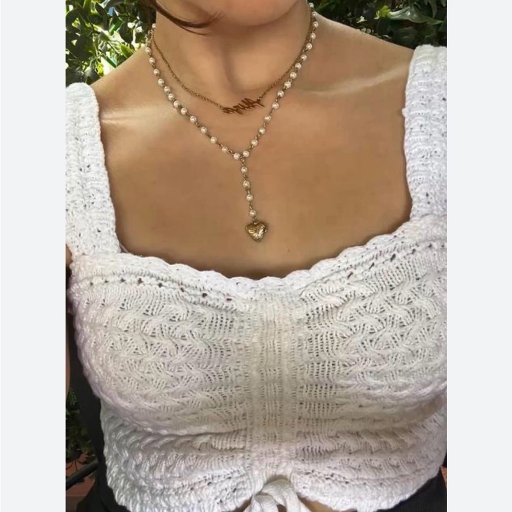 White Hollister Crochet Tank Top